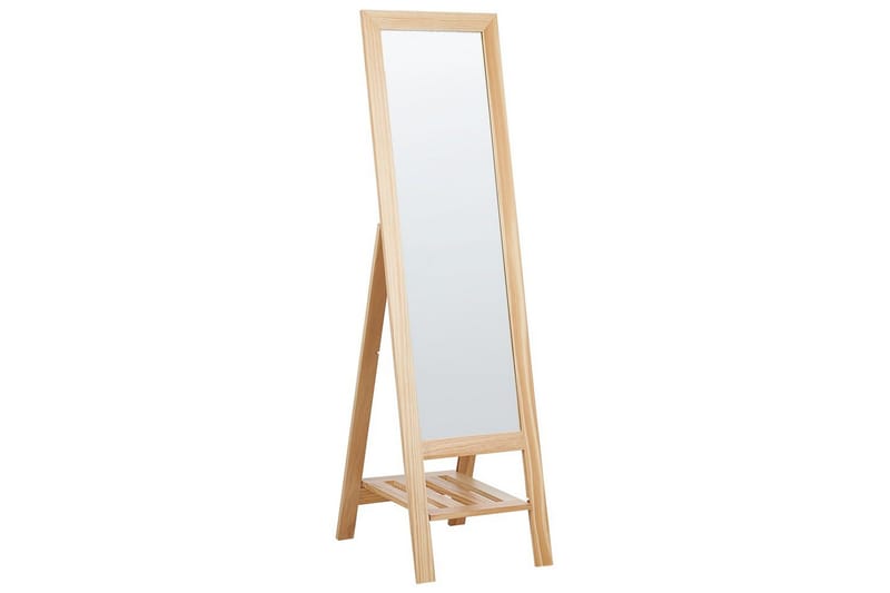 Golvspegel med hylla Beliani Luisant Light brown