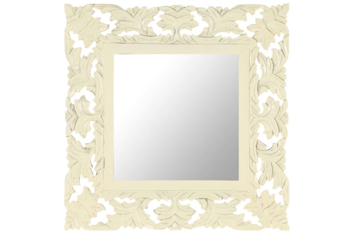 Käsinveistetty peili valkoinen 50x50 cm täysi mangopuu - Valkoinen - Peili - Eteispeili - Seinäpeili