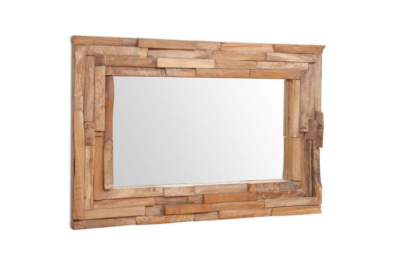 Koristeellinen Peili Tiikki 90x60 cm Suorakaide - Ruskea - Sisustustuotteet - Peili