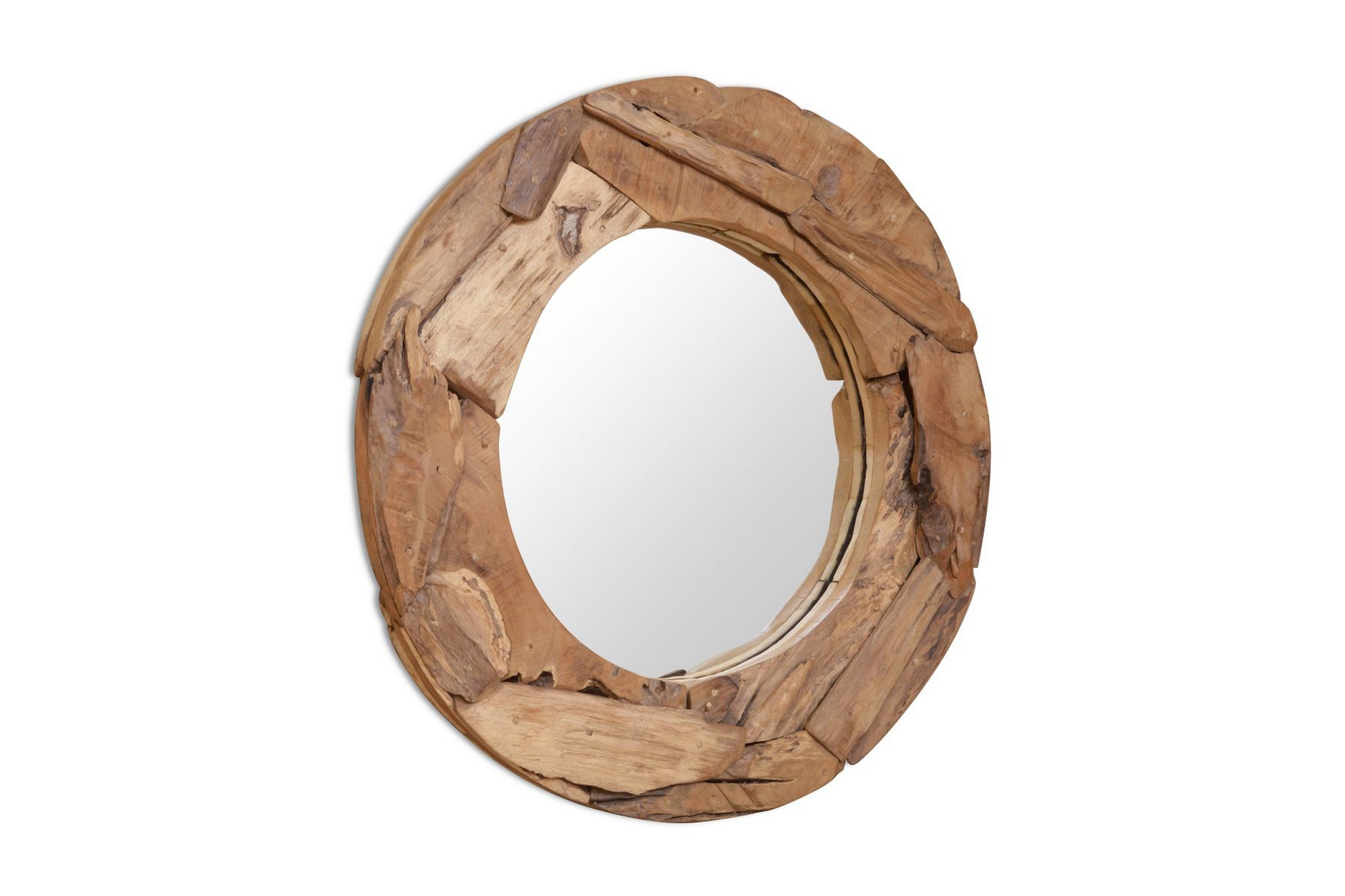 Koristeellinen peili pyöreä 80 cm Tiikki - Ruskea