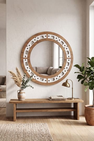 Koristeellinen puupeili Homitis Armona-peili (Ø58 cm) wenge - Sisustustuotteet - Peili