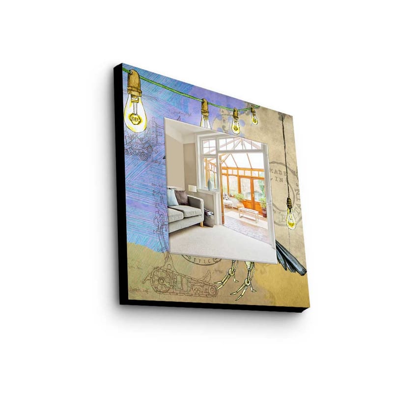 Koristepeili 50x50 cm - Monivärinen - Sisustustuotteet - Peili