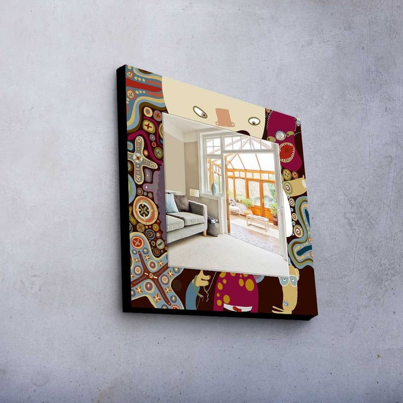 Koristepeili 50x50 cm - Monivärinen - Sisustustuotteet - Peili