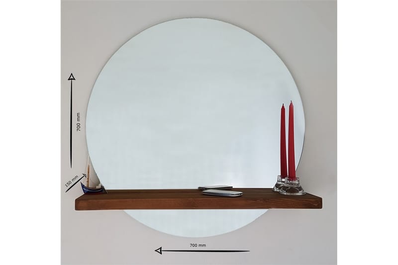 Koristepeili Fechtner 70 cm - Pähkinä - Sisustustuotteet - Peili