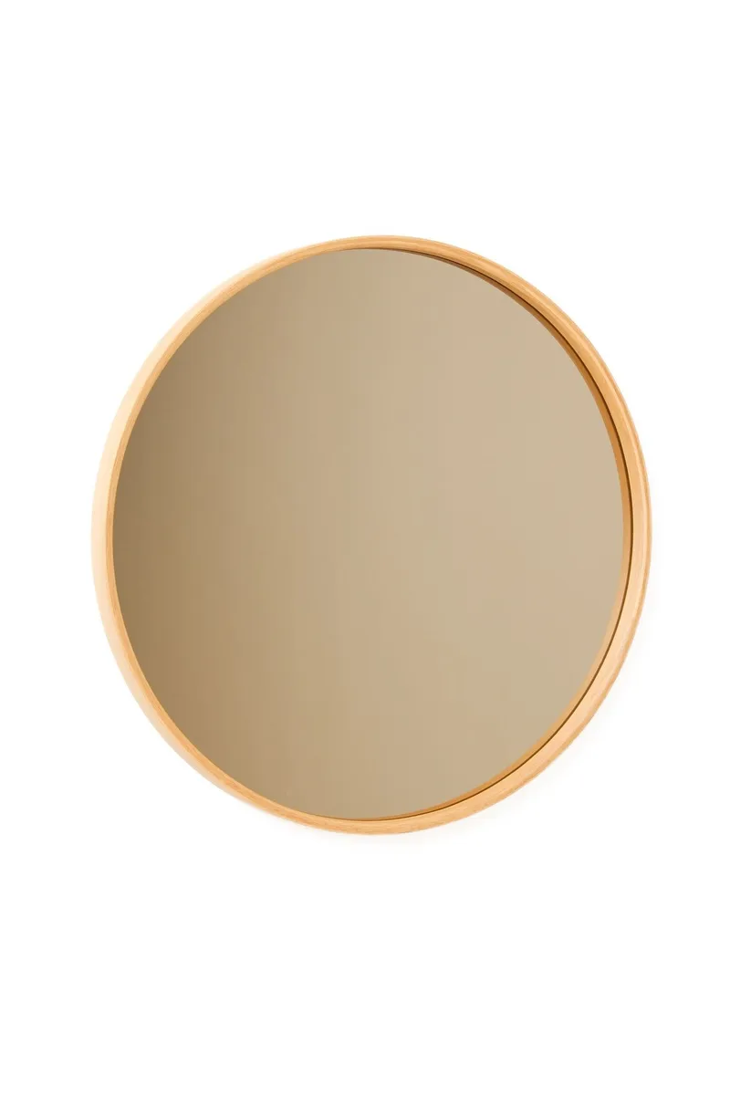 Koristepeili Wallxpert Circle (60 x 60 x 4 cm) tammi - Valkoinen kehys tammenvärisin yksityiskohdin - Sisustustuotteet - Peili