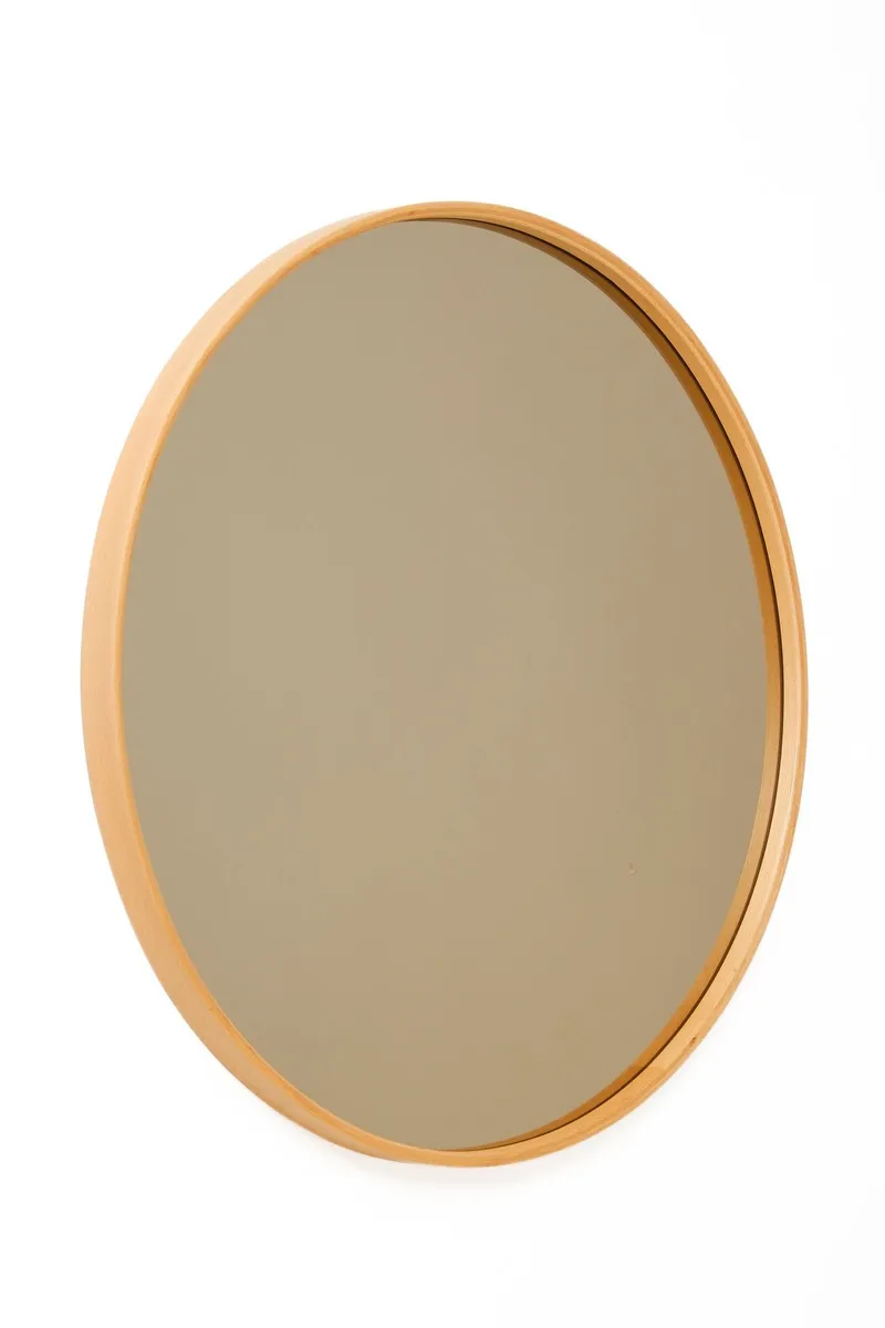 Koristepeili Wallxpert Circle (80 x 80 x 4 cm) tammi, Valkoinen peili tammenvärisin yksityiskohdin