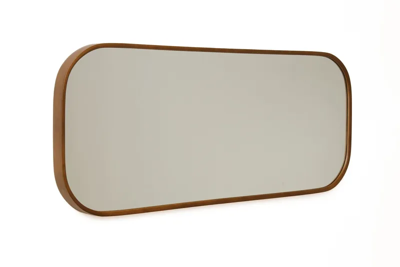Koristepeili Wallxpert Zaha (103 x 42 x 4 cm) pähkinä - Valkoinen kehys pähkinänsävyisin yksityiskohdin - Sisustustuotteet - Peili