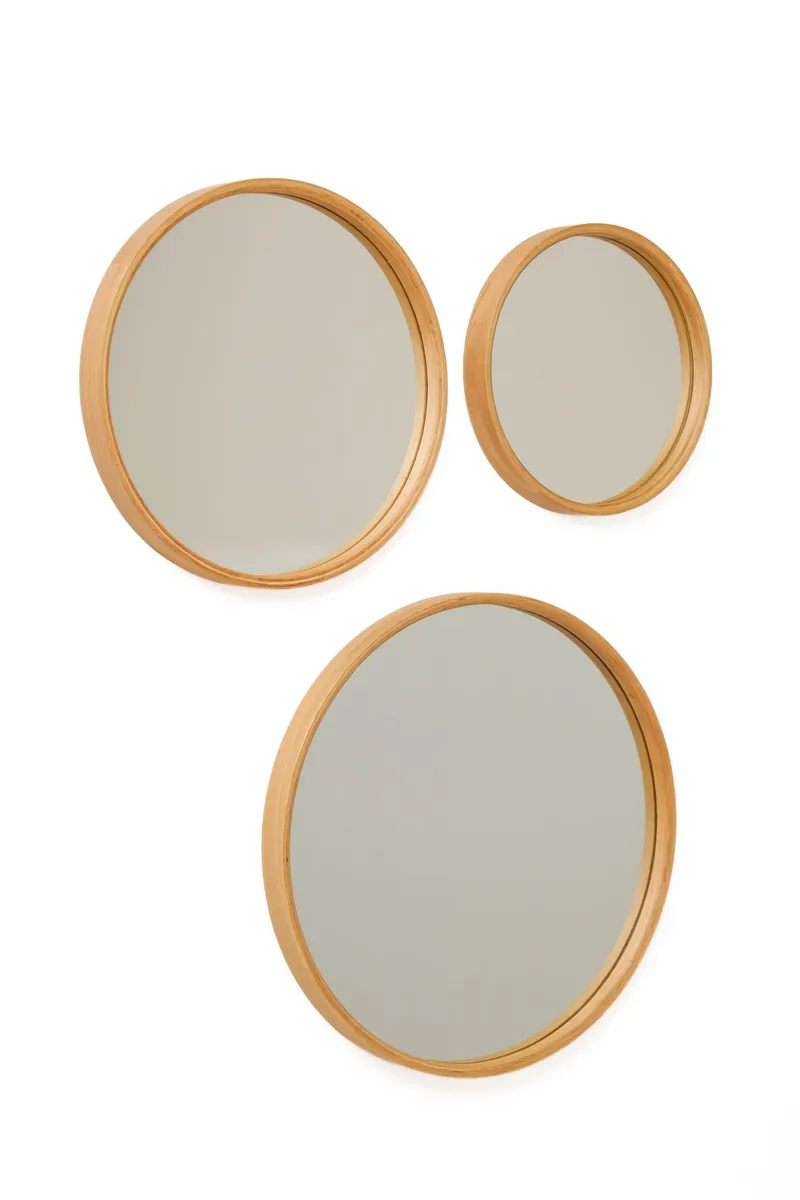 Koristepeiliset (3 osaa) Wallxpert Circle (50 x 50 x 4 cm) tammi, Tammi