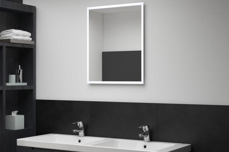 Kylpyhuoneen LED-seinäpeili 50x60 cm - Hopea - Sisustustuotteet - Peili
