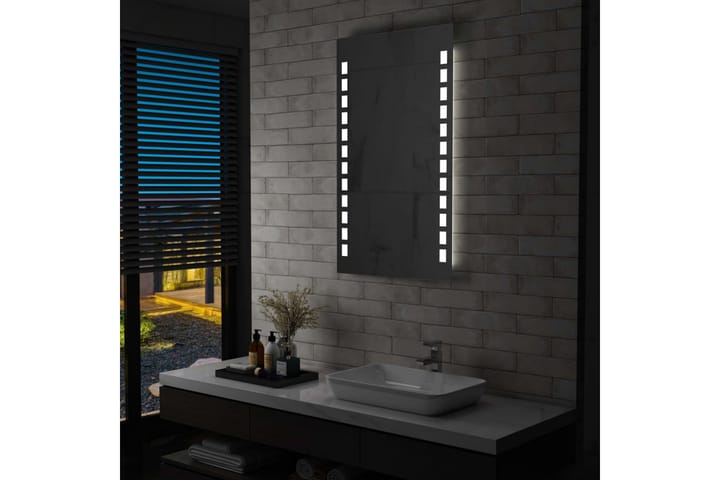 Kylpyhuoneen LED-seinäpeili 60x100 cm - Hopea - Kylpyhuoneen peilit - Peili - Kylpyhuonepeili valaistuksella