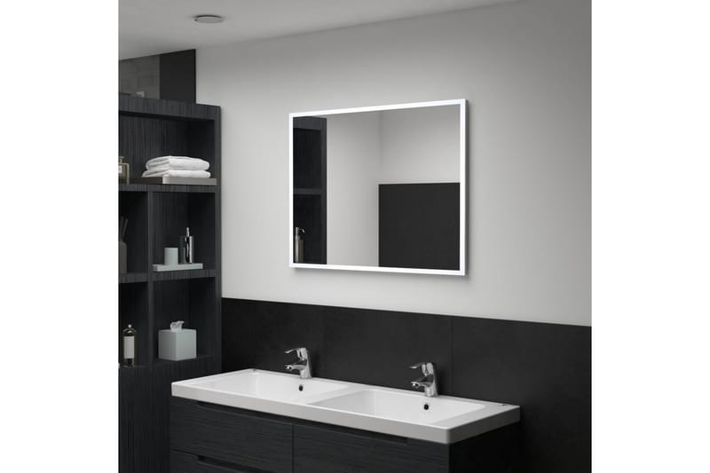 Kylpyhuoneen LED-seinäpeili 80x60 cm - Hopea - Sisustustuotteet - Peili