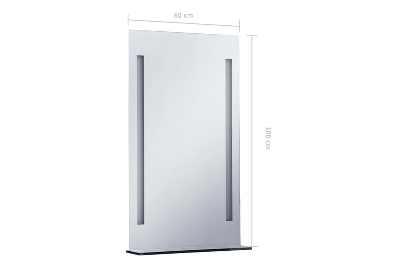 Kylpyhuoneen LED-seinäpeili hyllyllä 60x100 cm - Hopea - Sisustustuotteet - Peili