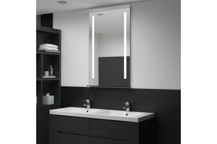 Kylpyhuoneen LED-seinäpeili hyllyllä 60x100 cm - Hopea - Kylpyhuoneen peilit - Peili - Kylpyhuonepeili valaistuksella