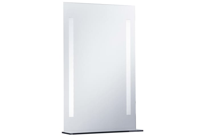 Kylpyhuoneen LED-seinäpeili hyllyllä 60x80 cm - Hopea - Peili - Kylpyhuoneen peilit - Kylpyhuonepeili valaistuksella