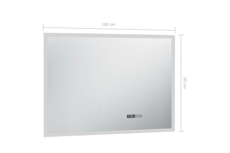 Kylpyhuoneen LED-peili kosketussensorilla & kellolla 100x60c - Hopea - Sisustustuotteet - Peili