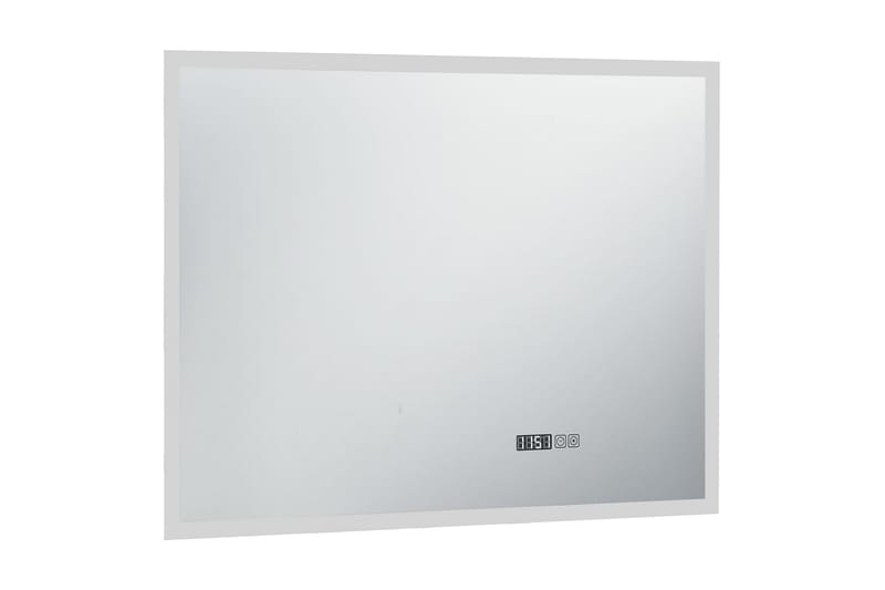 Kylpyhuoneen LED-peili kosketussensorilla & kellolla 80x60cm - Hopea - Sisustustuotteet - Peili