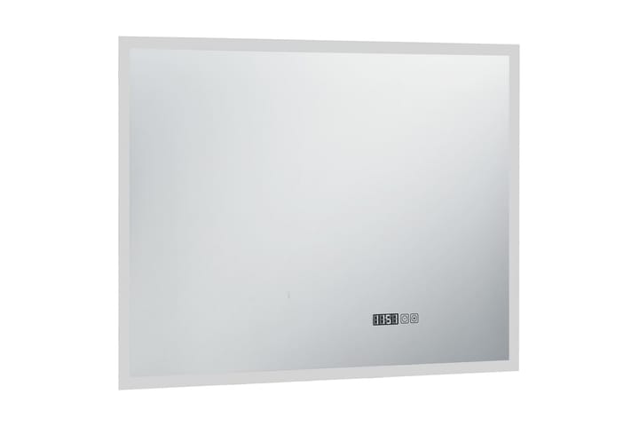 Kylpyhuoneen LED-peili kosketussensorilla & kellolla 80x60cm - Hopea - Kylpyhuoneen peilit - Peili - Kylpyhuonepeili valaistuksella
