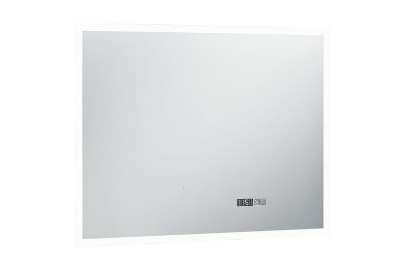 Kylpyhuoneen LED-peili kosketussensorilla & kellolla 80x60cm - Hopea - Sisustustuotteet - Peili