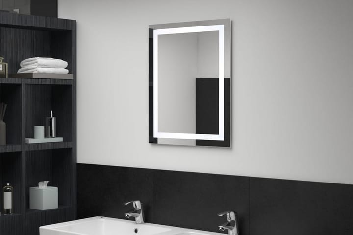 Kylpyhuoneen LED-peili kosketussensorilla 50x60 cm - Hopea - Kylpyhuoneen peilit - Peili - Kylpyhuonepeili valaistuksella