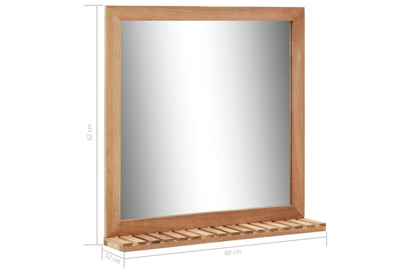 Kylpyhuoneen peili pähkinäpuu 60x12x62 cm - Ruskea - Sisustustuotteet - Peili