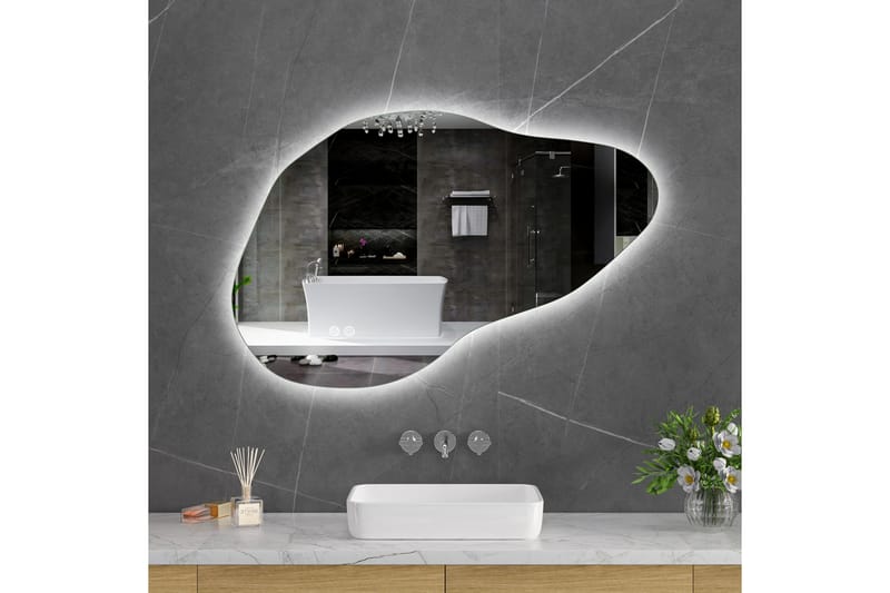 Kylpyhuoneen peili 100x65 cm LED-valaistuksella ja huurteenestolla, undefined