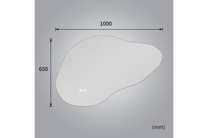 Kylpyhuoneen peili 100x65 cm LED-valaistuksella ja huurteenestolla - Sisustustuotteet - Peili