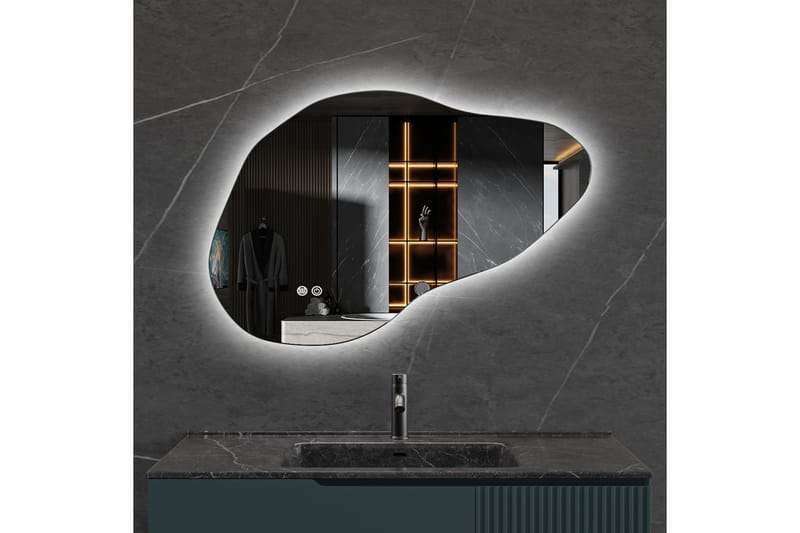 Kylpyhuoneen peili 90x60 cm LED-valaistuksella ja huurteenestolla, undefined