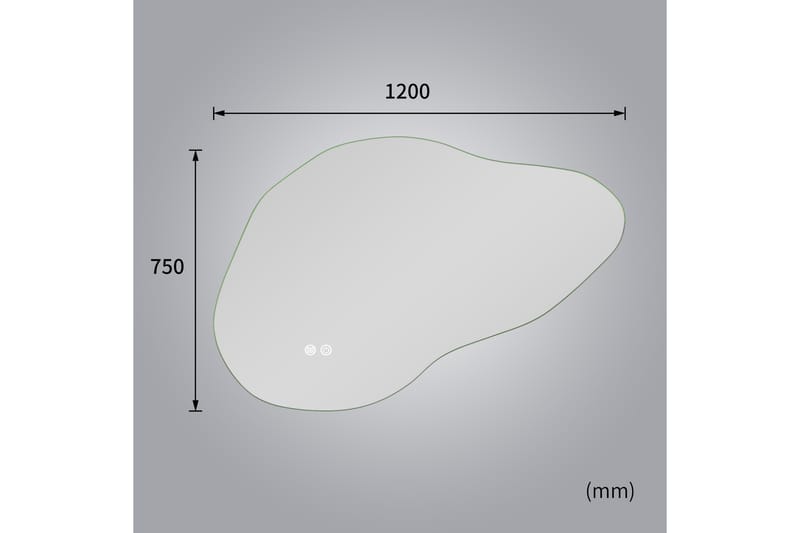 Kylpyhuoneen peili 90x60 cm LED-valaistuksella ja huurteenestolla - Sisustustuotteet - Peili