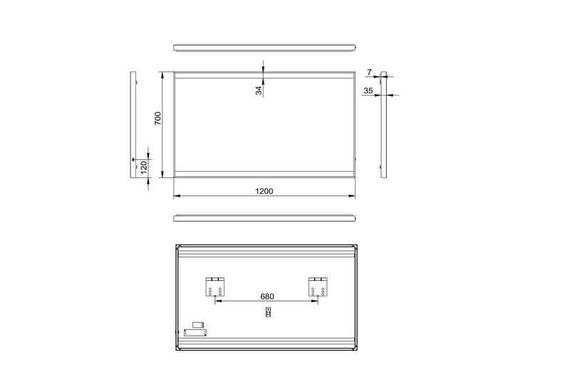 Kylpyhuonepeili Almunge 70 cm LED-valaistus - Musta - Sisustustuotteet - Peili