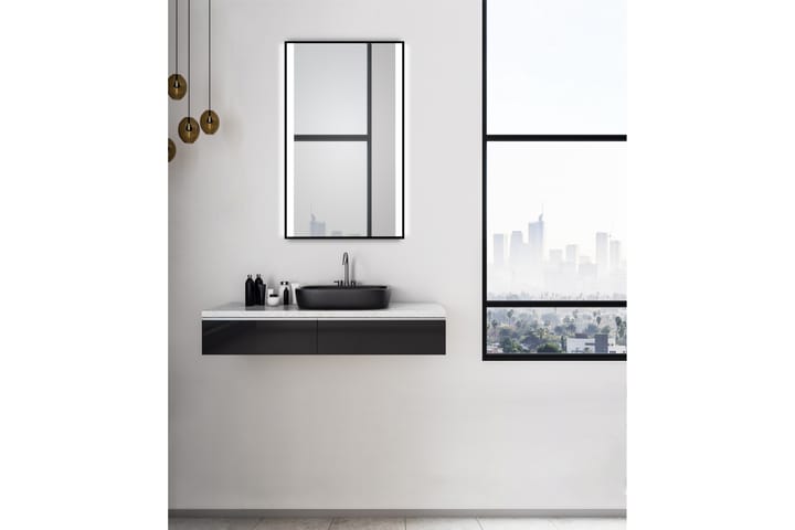 Kylpyhuonepeili Almunge 70 cm LED-valaistus - Musta - Peili - Kylpyhuoneen peilit - Kylpyhuonepeili valaistuksella
