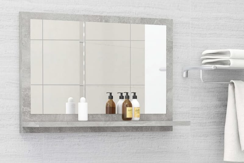 Kylpyhuonepeili betoninharmaa 60x10,5x37 cm lastulevy - Harmaa - Sisustustuotteet - Peili