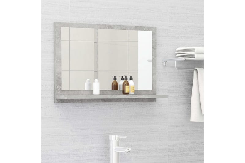 Kylpyhuonepeili betoninharmaa 60x10,5x37 cm lastulevy - Harmaa - Sisustustuotteet - Peili