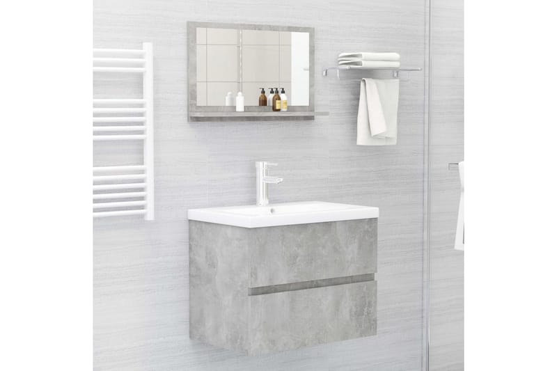 Kylpyhuonepeili betoninharmaa 60x10,5x37 cm lastulevy - Harmaa - Sisustustuotteet - Peili