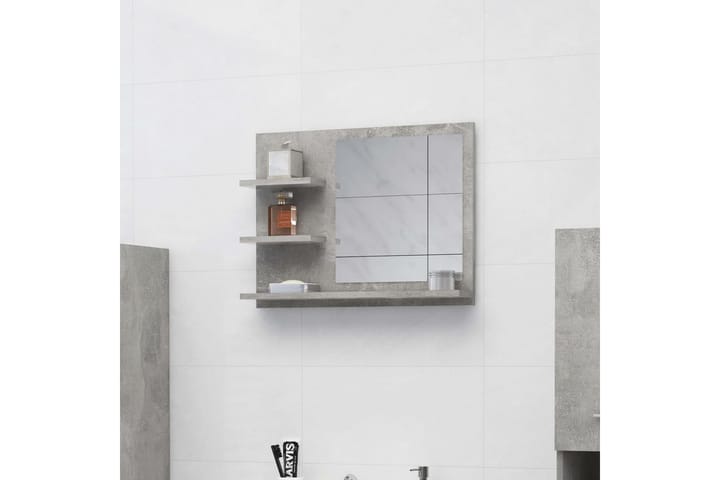 Kylpyhuonepeili betoninharmaa 60x10,5x45 cm lastulevy - Harmaa - Peili - Kylpyhuoneen peilit - Kylpyhuonepeili valaistuksella