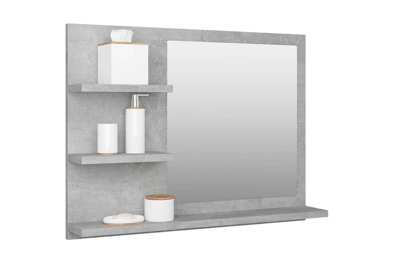 Kylpyhuonepeili betoninharmaa 60x10,5x45 cm lastulevy - Harmaa - Sisustustuotteet - Peili