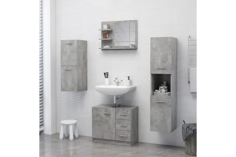 Kylpyhuonepeili betoninharmaa 60x10,5x45 cm lastulevy - Harmaa - Sisustustuotteet - Peili