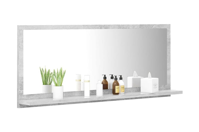 Kylpyhuonepeili betoninharmaa 90x10,5x37 cm lastulevy - Harmaa - Sisustustuotteet - Peili