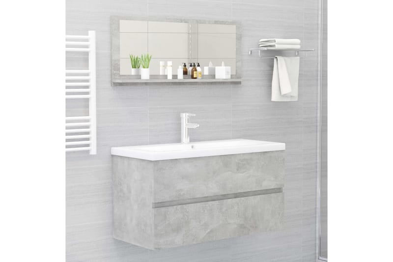 Kylpyhuonepeili betoninharmaa 90x10,5x37 cm lastulevy - Harmaa - Sisustustuotteet - Peili