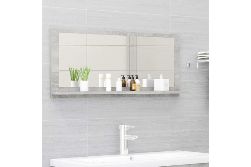 Kylpyhuonepeili betoninharmaa 90x10,5x37 cm lastulevy - Harmaa - Sisustustuotteet - Peili