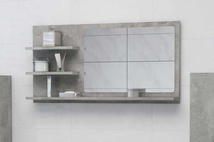 Kylpyhuonepeili betoninharmaa 90x10,5x45 cm lastulevy - Harmaa - Peili - Kylpyhuoneen peilit - Kylpyhuonepeili valaistuksella