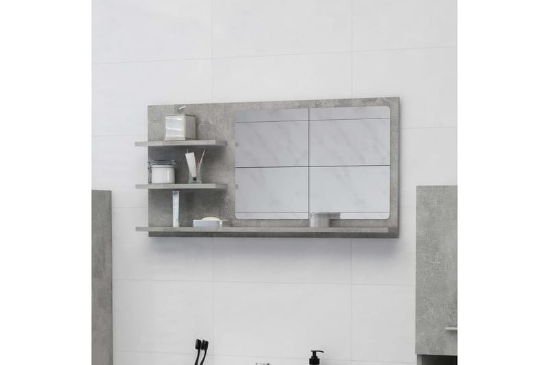 Kylpyhuonepeili betoninharmaa 90x10,5x45 cm lastulevy - Harmaa - Sisustustuotteet - Peili