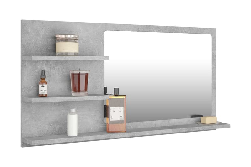 Kylpyhuonepeili betoninharmaa 90x10,5x45 cm lastulevy - Harmaa - Sisustustuotteet - Peili