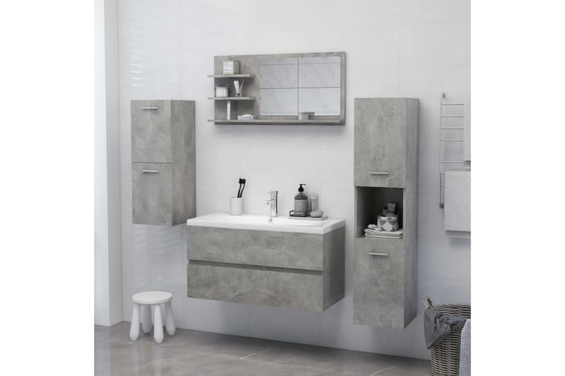 Kylpyhuonepeili betoninharmaa 90x10,5x45 cm lastulevy - Harmaa - Sisustustuotteet - Peili