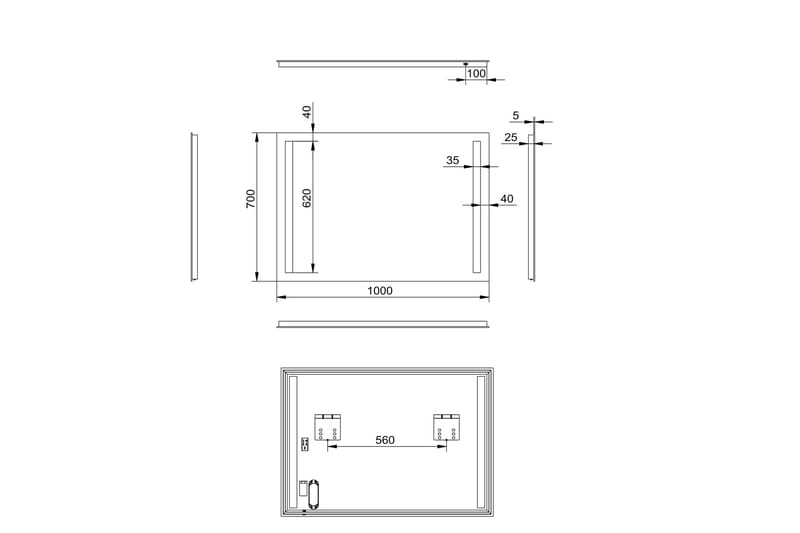 Kylpyhuonepeili Delaryd 70 cm LED-valaistus - Sisustustuotteet - Peili