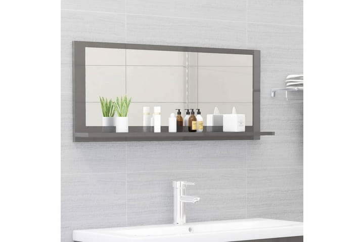 Kylpyhuonepeili korkeakiilto harmaa 90x10,5x37 cm lastulevy - Harmaa - Peili - Kylpyhuoneen peilit - Kylpyhuonepeili valaistuksella