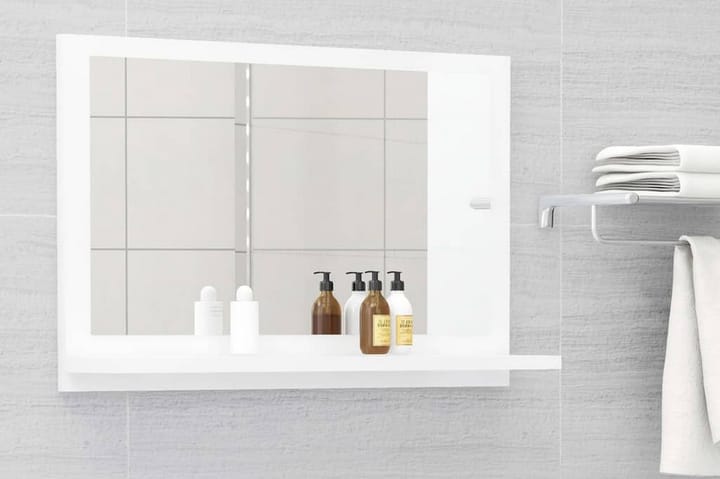 Kylpyhuonepeili korkeakiilto valkoinen 60x10,5x37 cm - Valkoinen - Peili - Kylpyhuoneen peilit - Kylpyhuonepeili valaistuksella