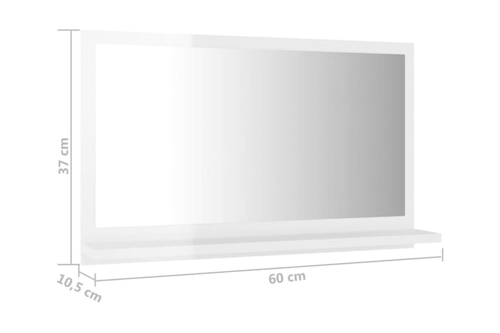 Kylpyhuonepeili korkeakiilto valkoinen 60x10,5x37 cm - Valkoinen - Kylpyhuoneen peilit - Peili - Kylpyhuonepeili valaistuksella