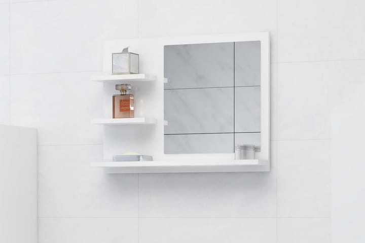 Kylpyhuonepeili korkeakiilto valkoinen 60x10,5x45 cm - Valkoinen - Kylpyhuoneen peilit - Peili - Kylpyhuonepeili valaistuksella