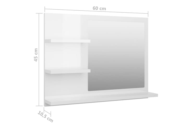 Kylpyhuonepeili korkeakiilto valkoinen 60x10,5x45 cm - Valkoinen - Sisustustuotteet - Peili