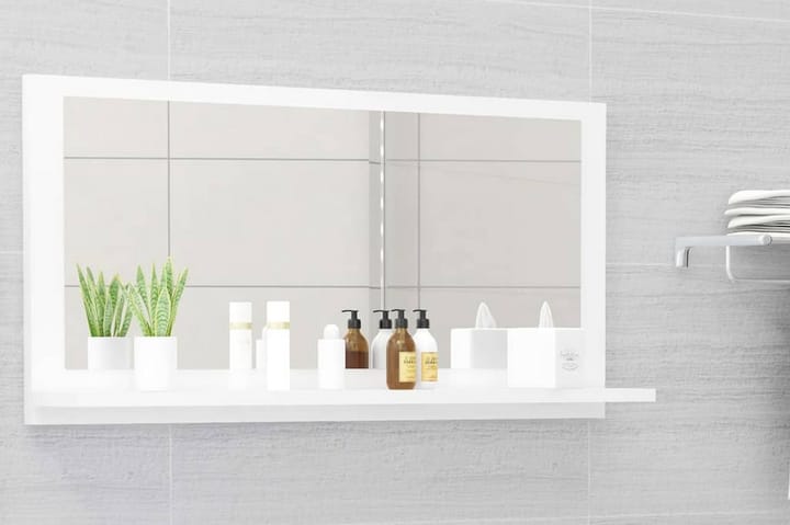 Kylpyhuonepeili korkeakiilto valkoinen 80x10,5x37 cm - Valkoinen - Kylpyhuoneen peilit - Peili - Kylpyhuonepeili valaistuksella